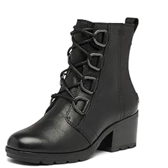 Sorel Women's Cate Black Leather Lace-up Booties - Picture 4 of 7